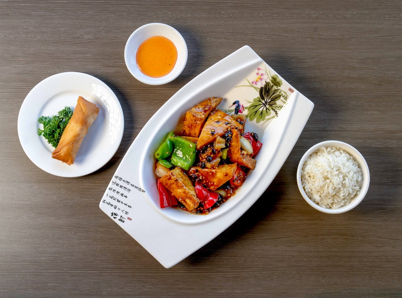 Tofu with Black Bean Sauce Plate by Chef James Zhou