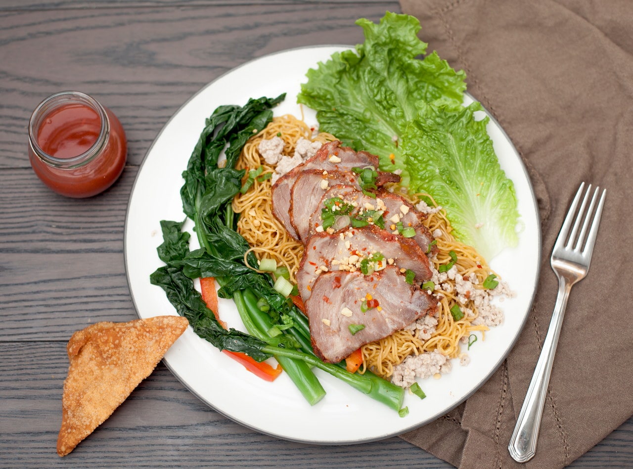Thai Egg Noodles with BBQ Pork by Chef Tanya Jirapol