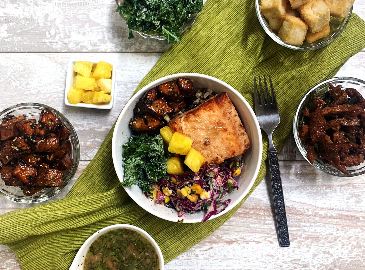 Miso Salmon Chimichurri Bowl Boxed Lunch by Chef Carlos Beltre