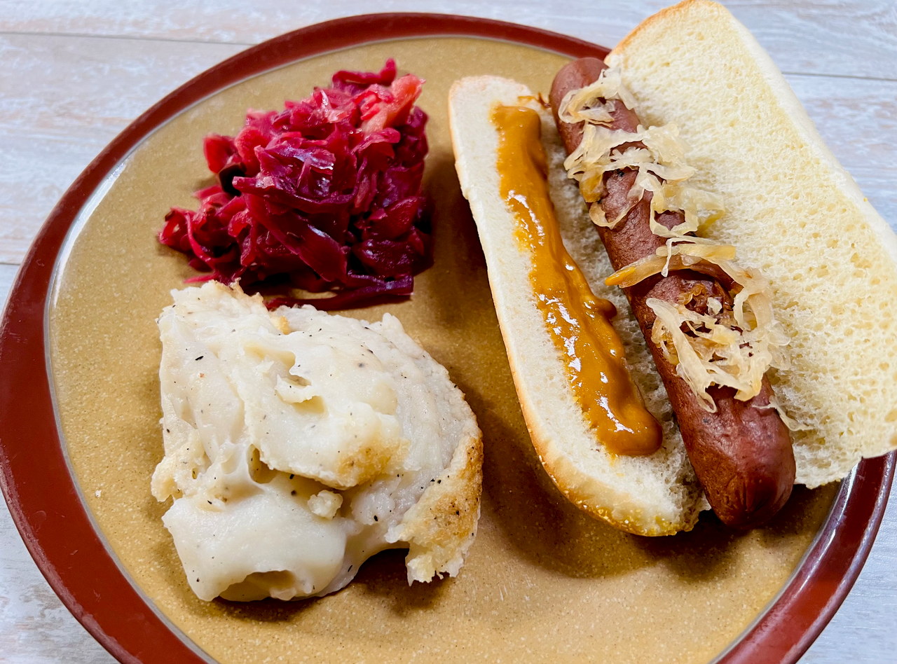 Field Roast Brats with Sauerkraut by Chef Jesse & Ripe Catering Team