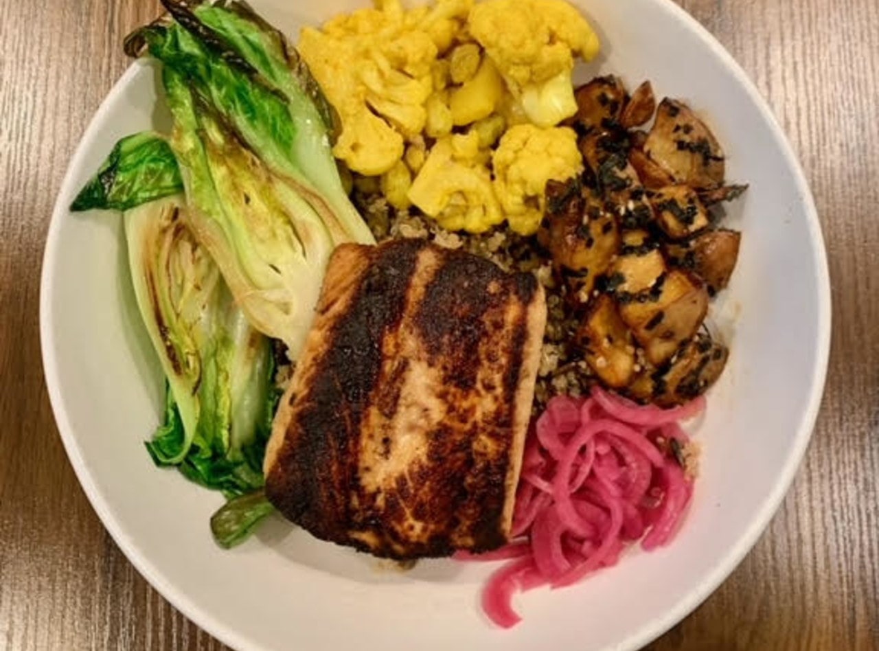 Miso Salmon Rice Bowl Boxed Lunch by Chef Carlos Beltre