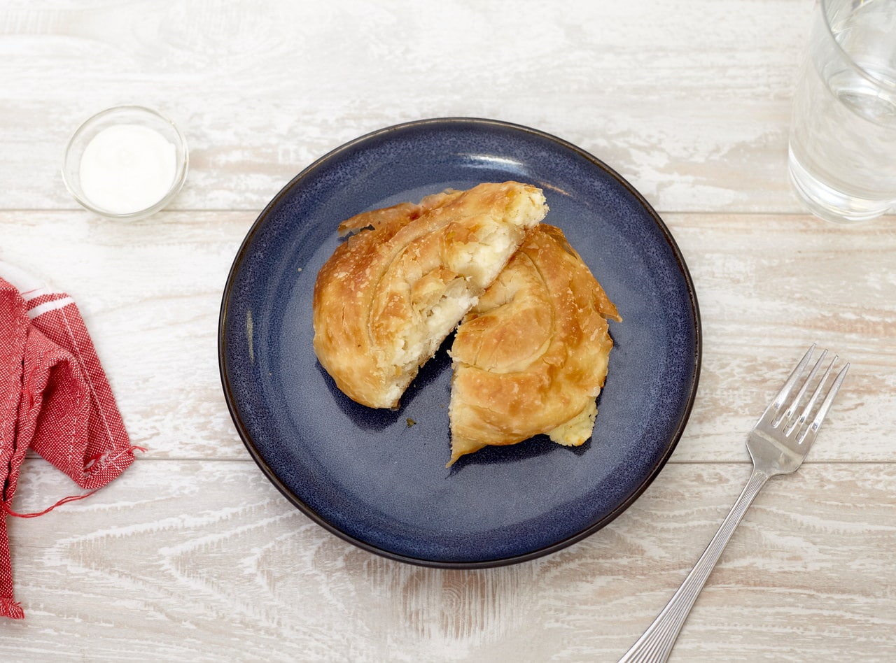 Byrek Pastry with Potato and Red Onion Boxed Lunch by Chef Lilly Gjekmarkaj