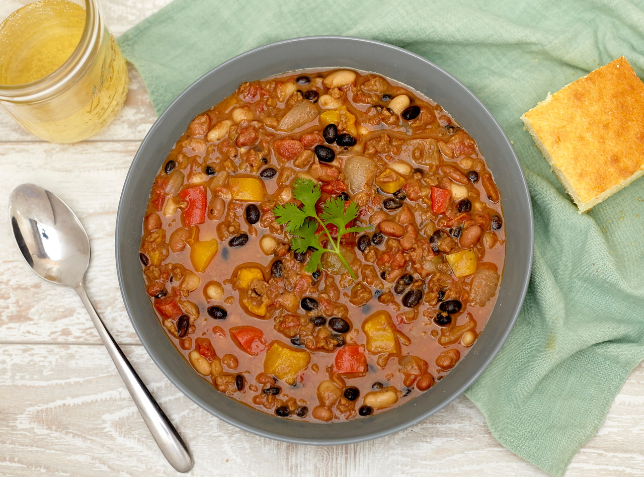 Vegetarian Chili and Cornbread Boxed Lunch by Chef Jemil Aziz Johnson