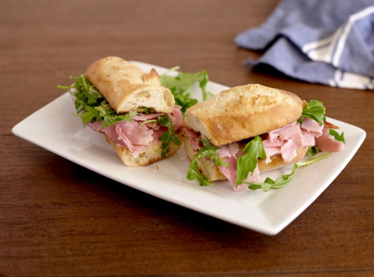 Honey-cured Ham Baguette Sandwich by Chef Lilly Gjekmarkaj