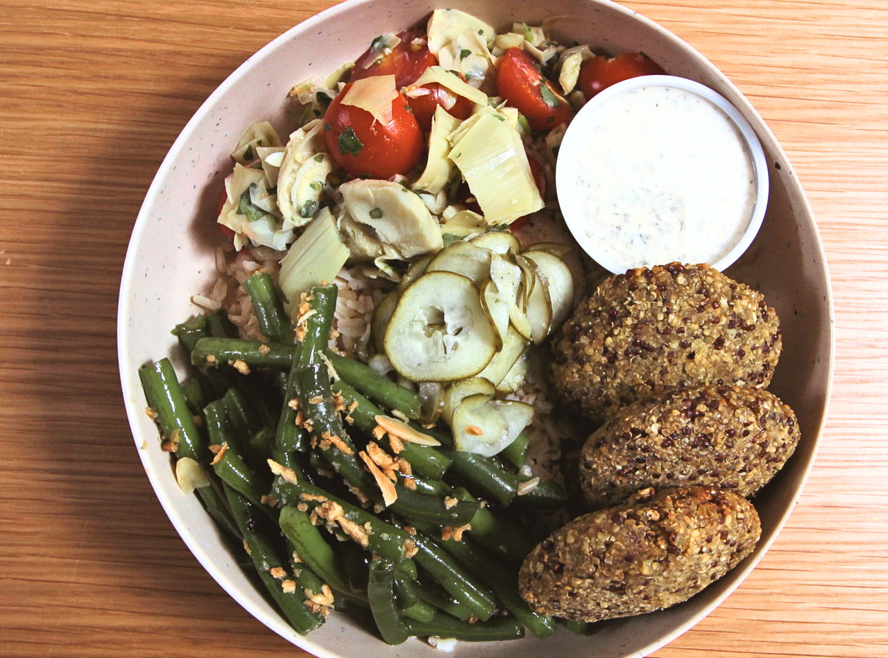 [deprecated] BYO Falafel Cherry Tomato and Artichoke Bloom Bowl by Chef Carlos Beltre