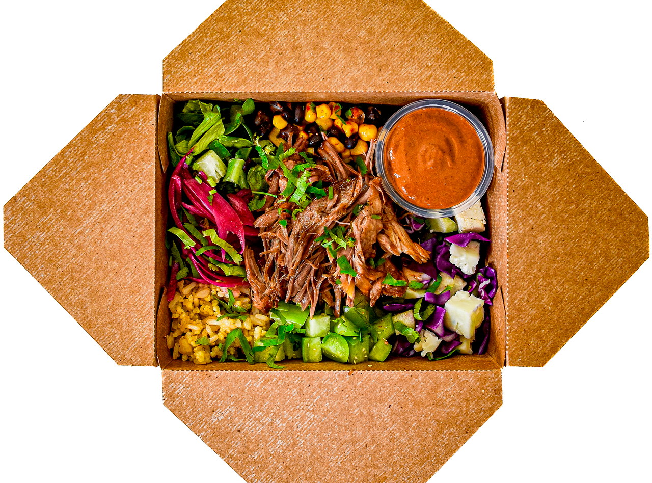 BYO Carnitas Salad and Rice Bowl by Palmita