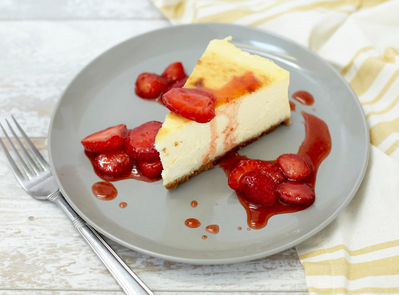 New York Cheesecake with Strawberry Sauce by Chef Diane Conley