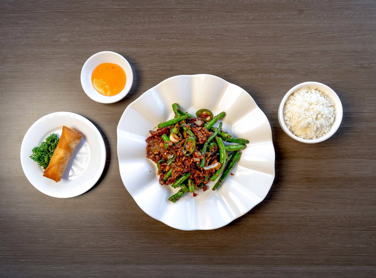 Szechuan Style Green Beans with Beef Plate by Chef James Zhou
