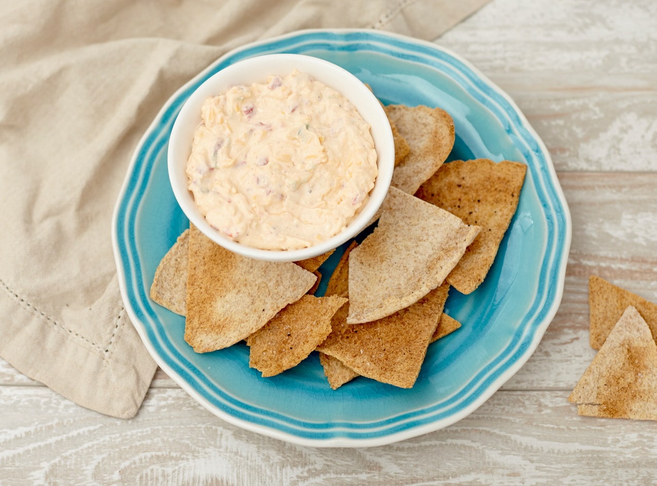 Southern Pimento Cheese Dip with Pita Chips by Chef Katie Cox
