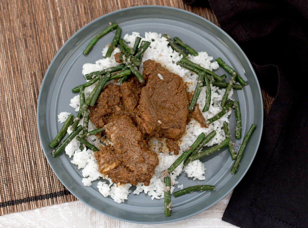 Indonesian Beef Rendang and Long Beans by Chef Evelyn Hung